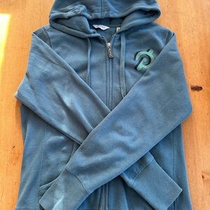 Peloton Teal Blue Zip-Up Hoodie with Logo